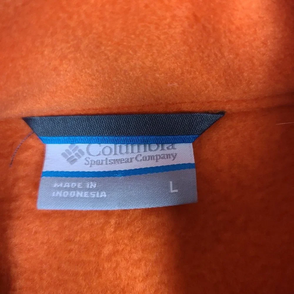 Columbia Fleece Jacket Boys Large Orange Gray Full‎ Zip Softshell Youth Casual